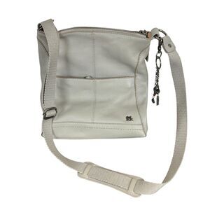 The Sak Lucia Pebbled Leather Cream Crossbody Shoulder Purse Bag